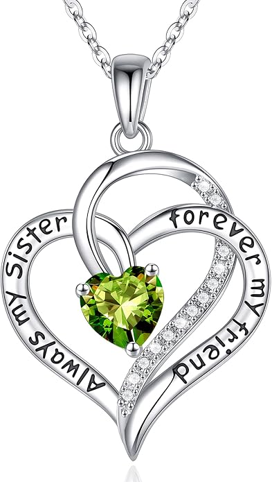Iefil Gifts for Sister - 925 Sterling Silver Birthstone Necklace Sisters Jewelry