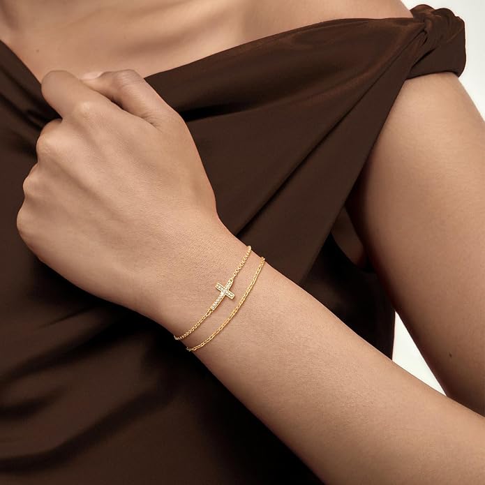 LOYATA Gold Bracelet Gold 14K Gold Filled Dainty Chain Simple Jewelry Gift for Women