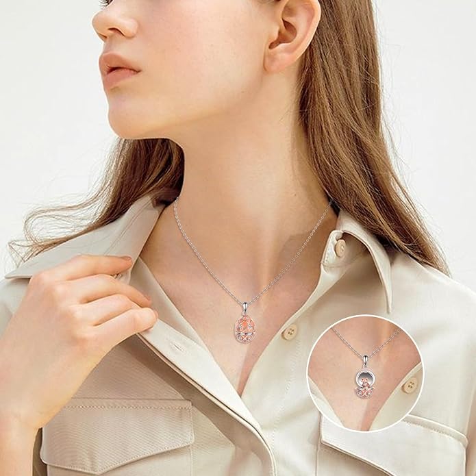 AXELUNA Fox Necklace Sterling Silver Easter Egg Necklace Fox Pendant Animal Jewelry Gifts for Women Girls Birthday Graduation Gift