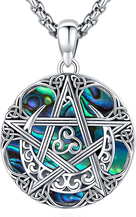 Pentagram/Celtic Knot/Witches Knot/Santa Muerte/Triple Moon Goddess/Baphomet/Hecate Necklace Sterling Silver Magic Wiccan Amulet Pagan Jewelry for Women Men