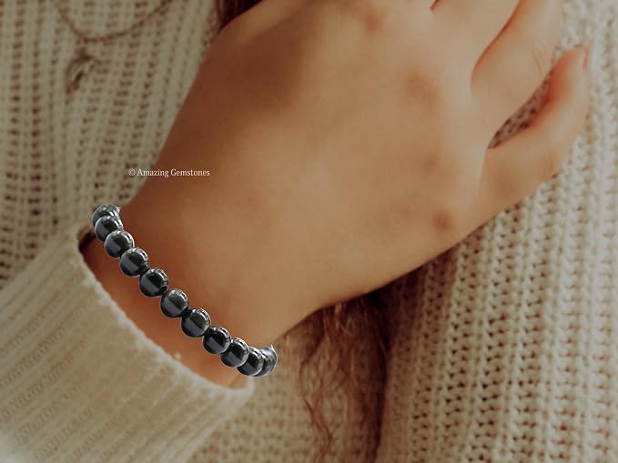 Amazing Gemstone Silver Sheen Obsidian Bracelet for Women Men's Gifts - Protection Healing Crystal Bracelet - 8mm Gemstone Beaded Adjustable Bracelet