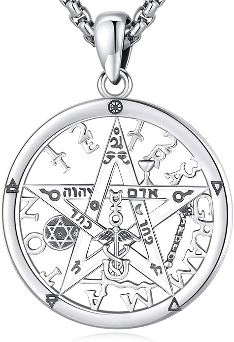 Pentagram Necklace Sterling Silver Triple Moon Goddess/Celtic Knot Witches Knot/Ankh/Sun and Moon/Hecate/Lilith/Santa Muerte/Tetragrammaton Pendant Necklace Pagan Wiccan Magic Egyptian Amulet Jewelry for Women Men