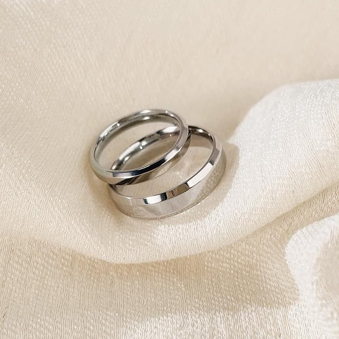 3mm 5mm Wedding Band for Women & Men Stainless Steel Couples Ring Comfort Fit High Polish