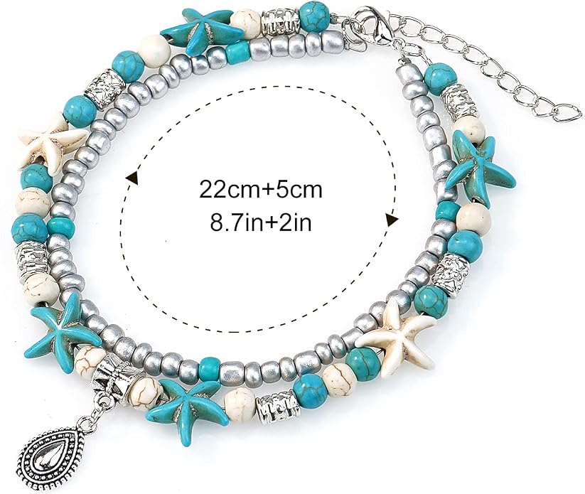 Suyi 5pcs Ankle Bracelets for Women Layered Beach Adjustable Anklets Boho Chain Anklet Foot Jewelry