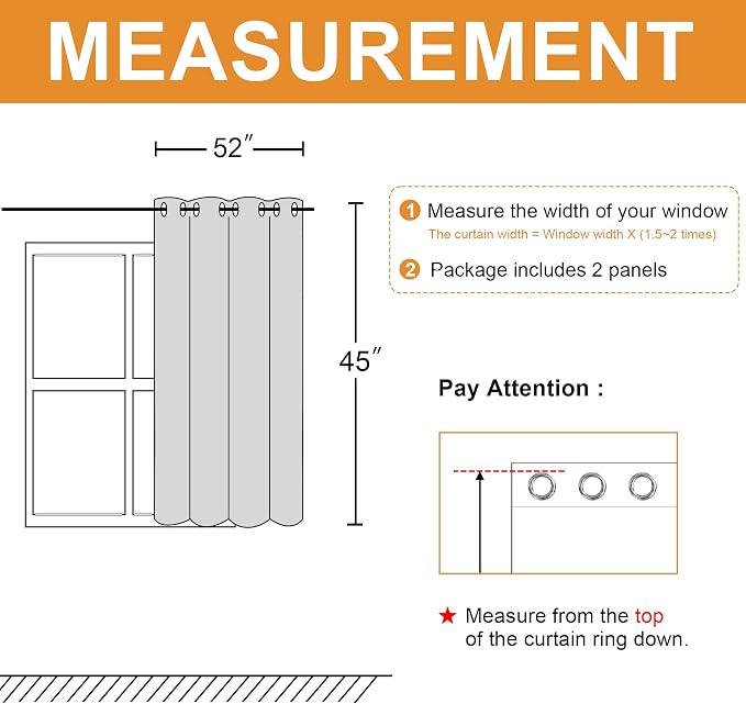 Hiasan Blackout Curtains for Bedroom - Thermal Insulated & Light Blocking Window Curtains for Living Room/Kids Room, 2 Drape Panels Sewn with Tiebacks, Cappuccino, 52 x 45 Inch