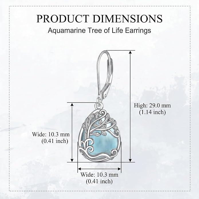 Teardrop Tree of Life/Filigree Earrings for Women Dangle Leverback Earrings Jewelry Gift Anniversary For Her