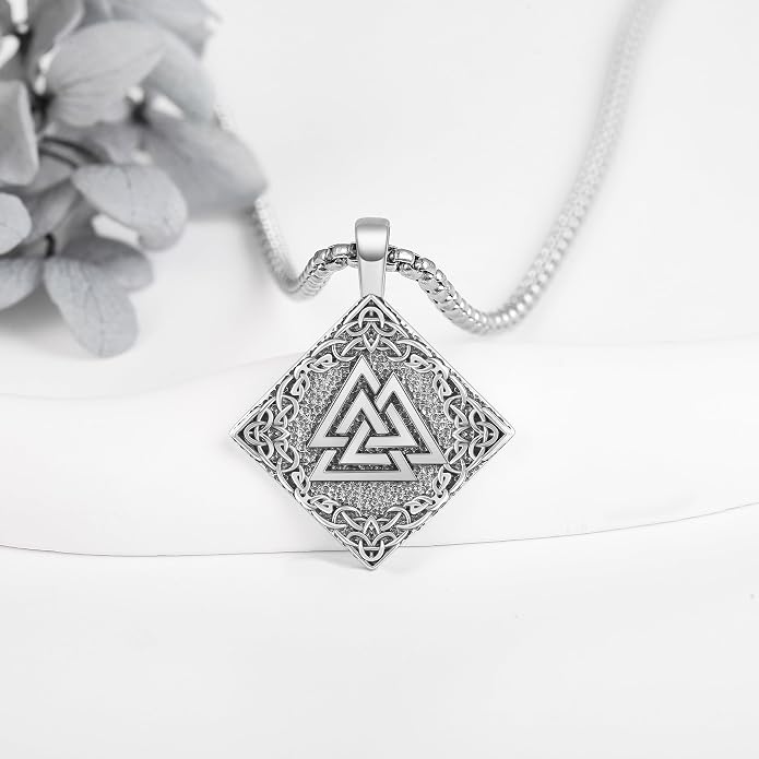 URONE Men Viking Pendant Necklace Sterling Silver Norse Viking Jewelry
