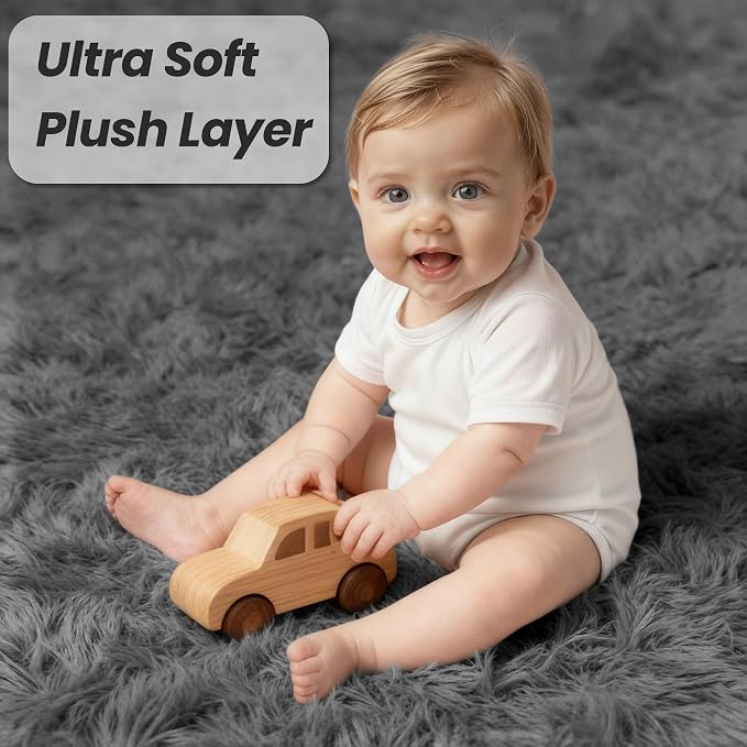 5x7 Area Rug for Living Room, Ultra Soft Fluffy Shag Rugs for Bedroom, Non-Slip Large Fuzzy Plush Rug Indoor Floor Carpet for Nursery Kids Office Dorm Modern Decor, Dark Gray