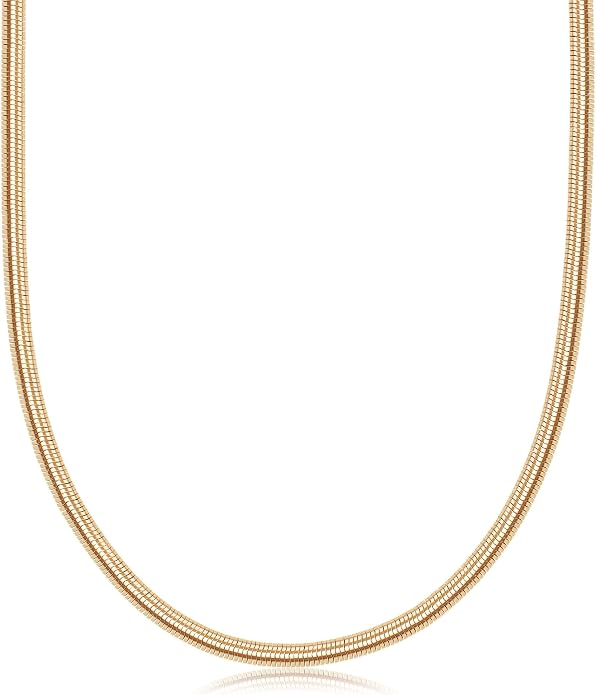 Barzel 18K Gold Plated Flat Herringbone Snake Chain Necklace for Women | Made In Brazil