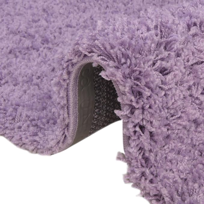 Unique Loom Solid Shag Collection Area Rug (4' 1" x 6' 1" Rectangle, Lilac) | Modern solid area rug for living room, bedroom & dining room. Stain-resistant, easy-care, kid & pet friendly