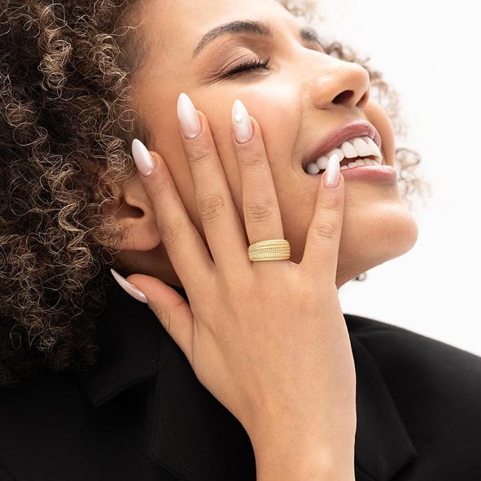 14K Gold Vermeil Ring for Women, Minimalist Stackable Band, 925 Sterling Silver Statement & Everyday Jewelry, Gifts for Women