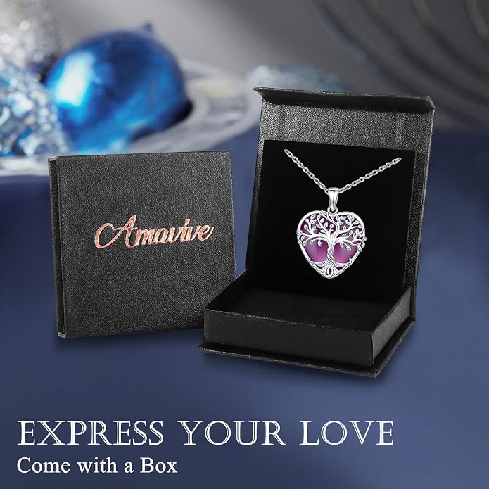 Tree of Life Necklace for Women Moonstone/Turquoise/Amethyst Pendant Boho Necklace Fine Jewelry Gifts for Wife Mom Grandmother