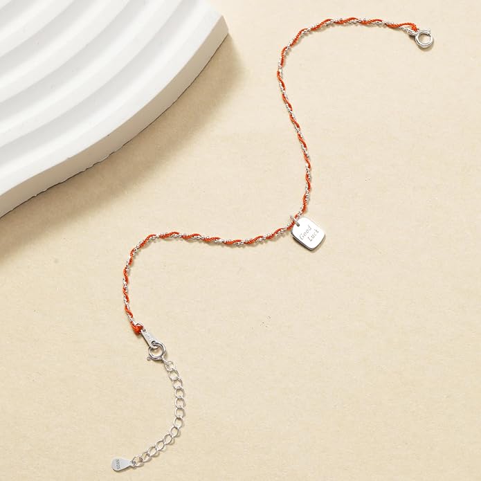 Lucky Red String Protection Bracelets for Women Men 925 Sterling Silver 14K Gold Plated Adjustable Gold Chain Red String Bracelet Red Braided Initial Strand Bracelet Handmade Jewelry for Couple Daughter Birthday Jewelry Gifts
