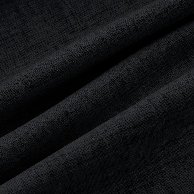 MIULEE 100% Blackout Linen Curtains for Bedroom 42 x 84 Inch Black 2 Panels | Thermal Insulated, Room Darkening Drapes for Living Room, Back Tab Rod Pocket Pinch Pleated, Solid Luxury Decor