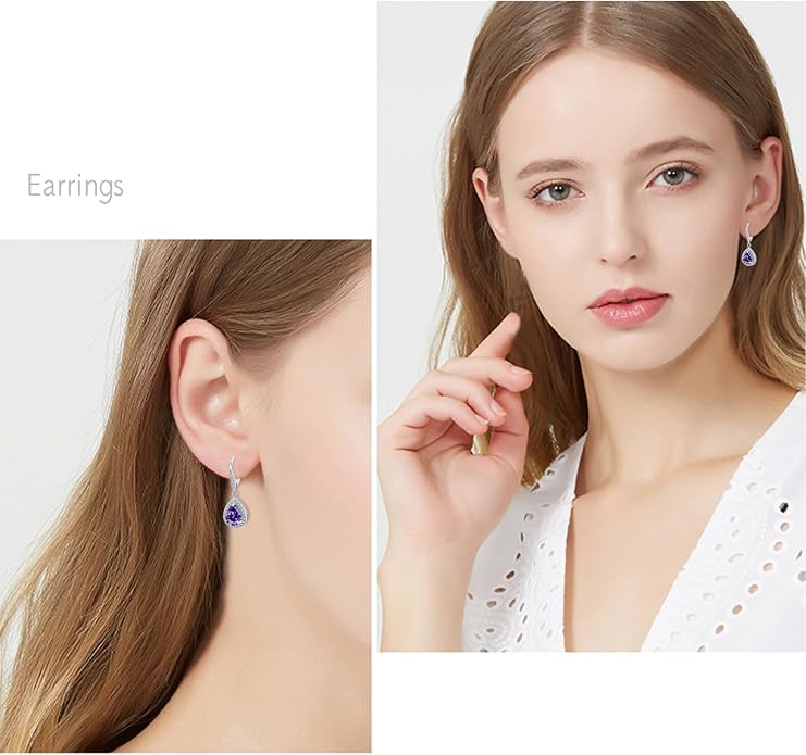 Trendy Dangle Earrings for Women Teen Girls Sterling Silver 12 Birthstone Earrings Minimalist Hypoallergenic Earrings for Sensitive Ears Jewelry Gifts