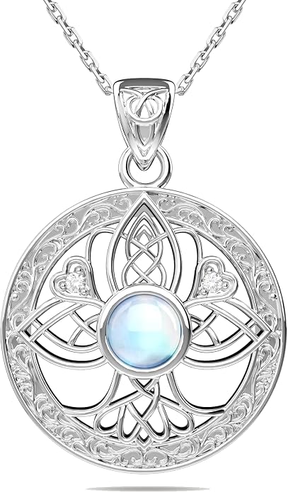 Birthstone Tree of Life Necklace for Women: 925 Sterling Silver Celtic Knot Pendant, Family Jewelry Gift for Mom Daughter Birthday Mother’s Day