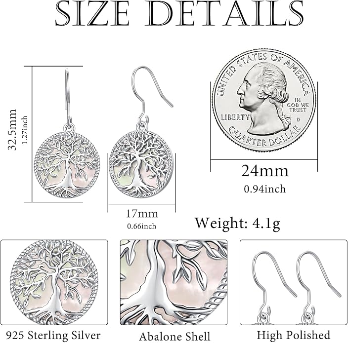 Aniu Tree of Life Earrings for Women Turquoise Malachite Teardrop Dangle Earrings for Women Sterling Silver Anniversary Birthday Drop Dangle Earrings Jewelry Gifts