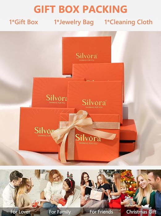 Silvora Sterling Silver Hoop Earrings for Women, Small Hoops 14K Gold Plated/925 Silver/Rose Gold/Black, Hypoallergenic Huggie Lightweight Cartilage Sleeper Earrings 8/10/12/14/16/18/20mm