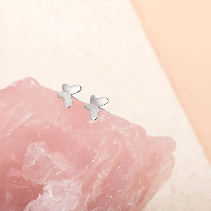 Butterfly Earrings Sterling Silver Tiny Butterfly Stud Earrings for Women Gold Minimalist Earrings Dainty Hypoallergenic Earrings for Sensitive Ears Mothers Day Gifts for Wife