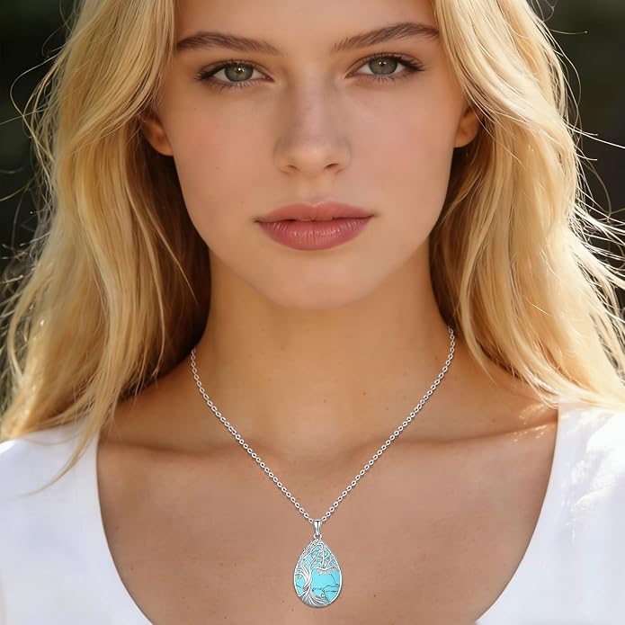 Tree of Life Necklace Family Teardrop/Heart Pendant Mother Jewelry Gifts for Women Grandma Wife Mom