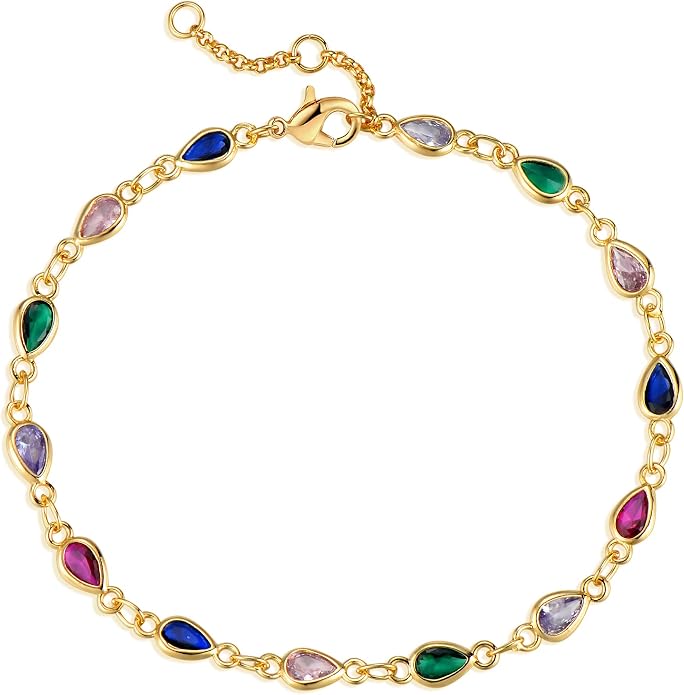 Dremmy Studios Gold Bracelet for Women 18K Gold Plated Dainty Paperclip Cubic Zirconia Disc Coin Star Cable Satellite Bead Pearl Simple Boho Minimalist Stacking Layered Link Jewelry Gift