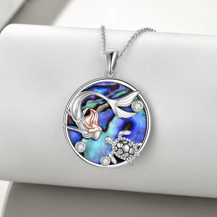 POPLYKE Mermaid Necklace 925 Sterling Silver Classic Necklace Mermaid Pendant Birthday Gifts Jewelry for Women