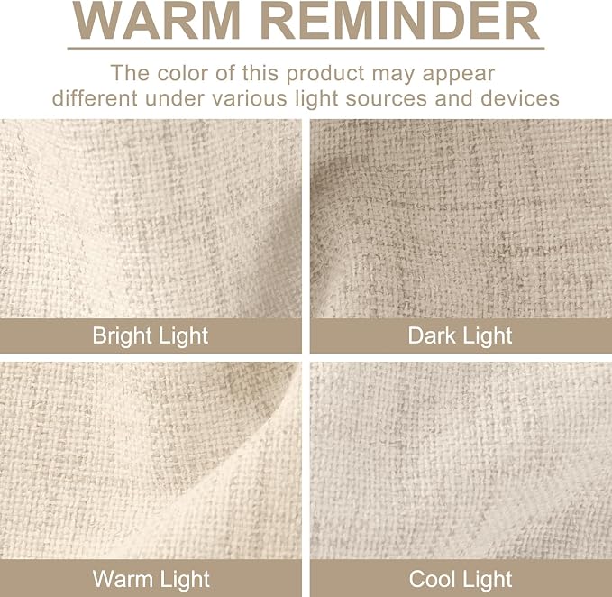 100% Blackout Shield Linen Blackout Curtains for Bedroom 84 Inches Long, Back Tab/Rod Pocket Living Room Drapes, Thermal Insulated Blackout Curtains 2 Panels Set, 50" W x 84" L, NaturalFlax