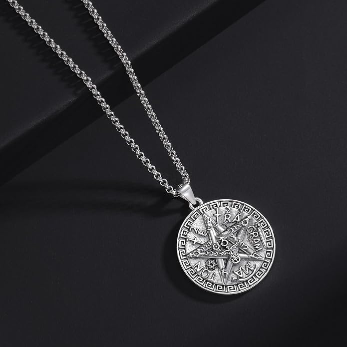 Tetragrammaton/Thors Hammer/Viking Axe/Jewish/Yahweh Necklace for Men 925 Sterling Silver Viking Norse Pagan Jewelry Gifts for Women