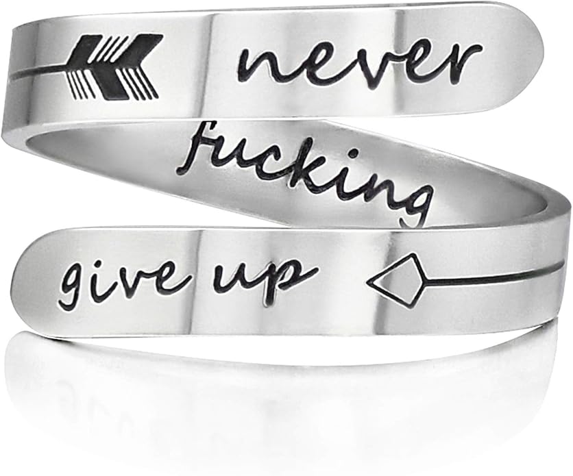 Vrycot Adjustable silvery Inspirational Stainless Steel Adjustable Bands Cool Stacking Opening Gift for Women Statement
