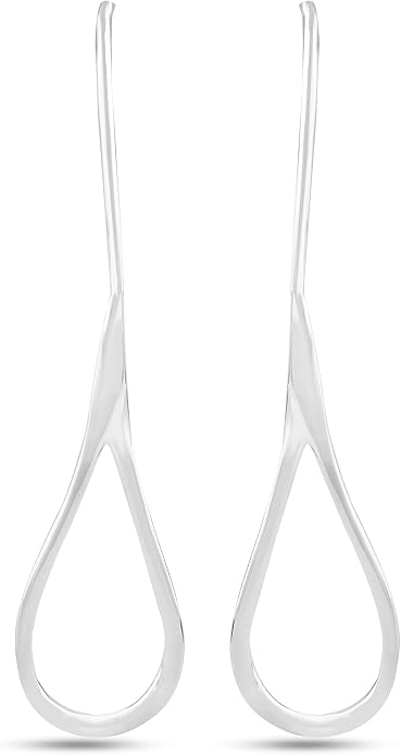 LeCalla 925 Sterling Silver Drop Ear Cuffs Earrings | Lightweight Threader Wire Shaped Teardrop Dangle Earring for Women | Hypoallergenic Piercing Gifts for Her