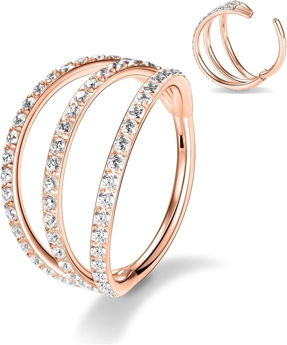 316L Surgical Steel Septum Clicker Ring Nose Ring Hoop Sleeper Hoop Earring Helix Rook Conch Cartilage Daith Tragus Earrings Lobe Nose Piercing Jewelry for Women