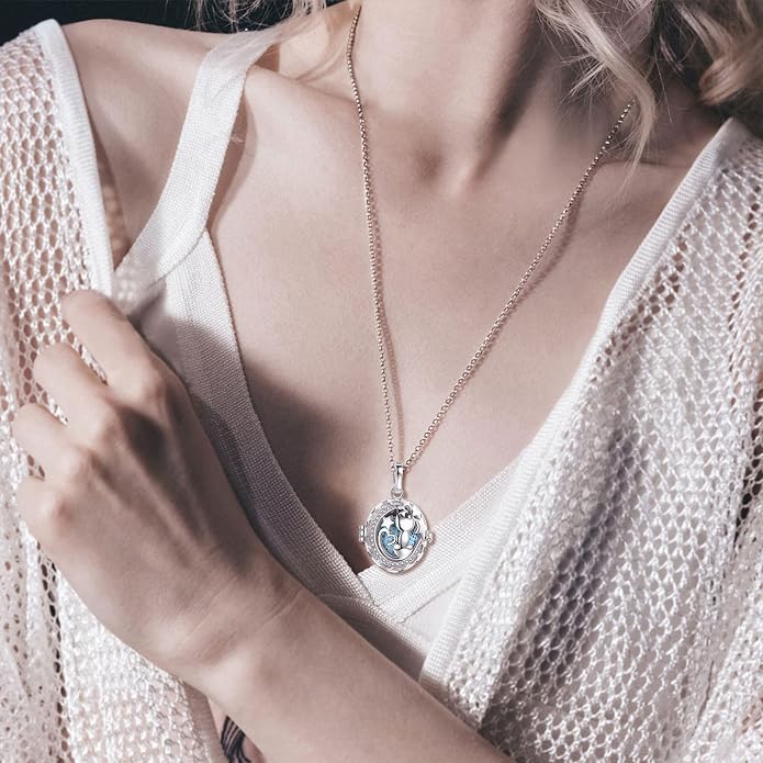 INFUSEU Aromatherapy Gifts Essential Oils Diffuser Jewelry for Women, Cute Animals Pendant Necklaces, 7 Lava Rocks Stones, 24" Chain