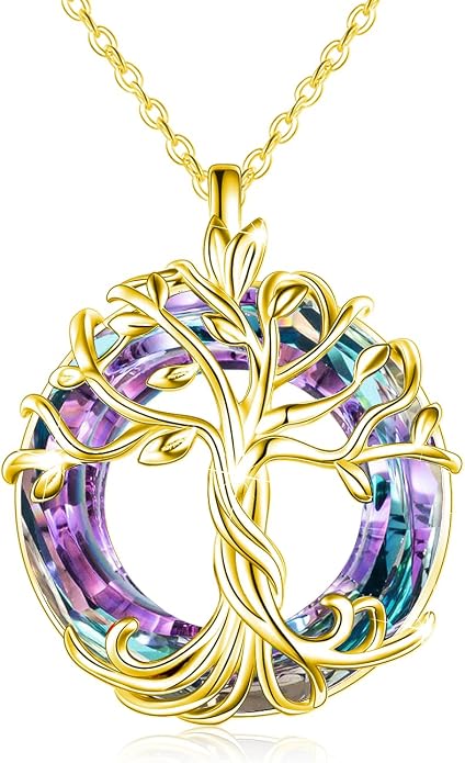 TOUPOP Tree of Life Necklace Gifts for Women 925 Sterling Silver Family Tree Pendant with Crystal Birthday Irish Jewelry Gifts for Women Her Wife Mom