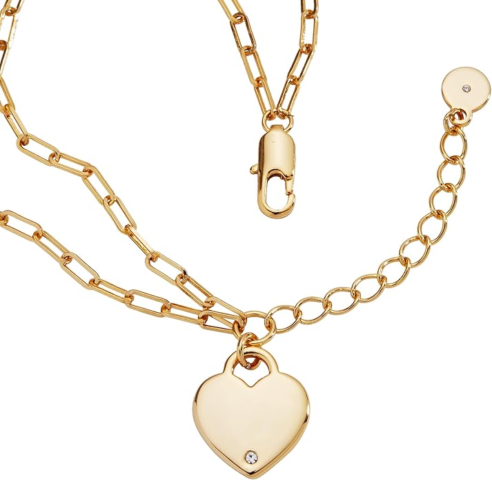 ALEX AND ANI Heart Charm Double Paperclip Chain Braclet