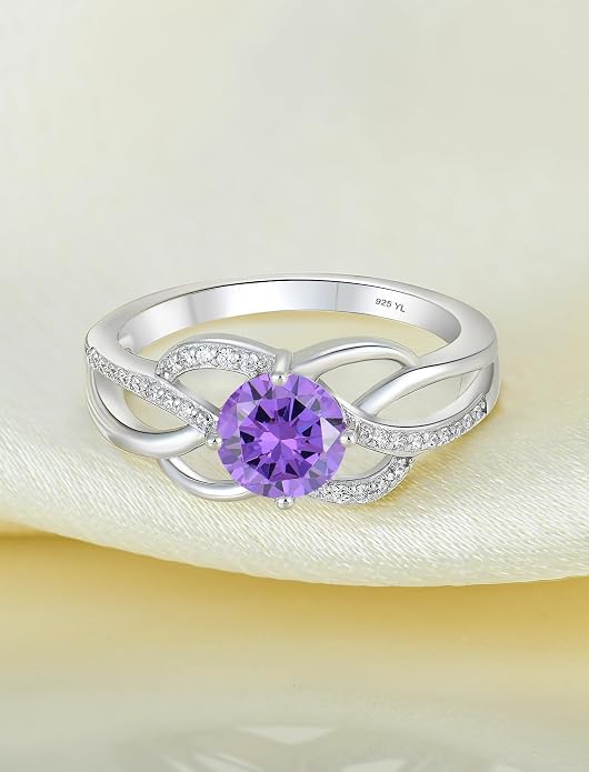 YL Celtic Knot Rings 925 Sterling Silver Twisted Ring Cubic Zirconia Infinity Statement Jewelry for Women