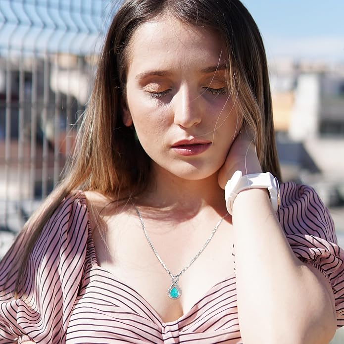 Turquoise Jewelry for Women Men 925 Sterling Silver Pendant Urn Necklaces for Ashes Picture Locket Necklace Thor Hammer Yggdrasil Virgen De Guadalupe St Michael Christopher Judas Witches Knot Necklace