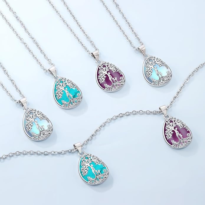 Tree of Life Necklace Family Teardrop/Heart Pendant Mother Jewelry Gifts for Women Grandma Wife Mom