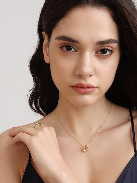 FRUMOS Gold Plated Necklace for Women, Dainty Layered Chain Necklace, Fashion Jewelry for Daily Wear