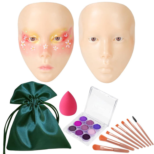 Makeup Practice Face, 5D Reusable Silicone Makeup Practice Face Board for Makeup Artist Emerging Makeup Artist Self-taught or Professional Enthusiasts