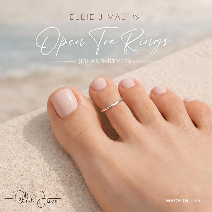 Ellie J Maui Toe Ring for Women– 14k Adjustable – Silver, Gold, or Rose Gold – Simple and Comfortable | 1.3 Hammered band Gold Filled ring, Rose Gold, Sterling Silver