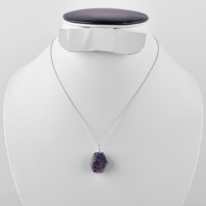 Raw Multi Gemstone Pendant Necklace for Women, Healing Crystal Chakra Stone Birthstone, 925 Sterling Silver Birthday Christmas Gifts for Her