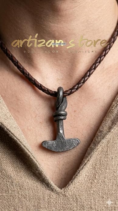 ARTIZANSTORE Medieval Hand forged Iron Pendant Jewelry Viking Neck Pendant