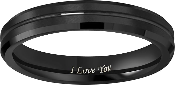 CROWNAL 10mm 8mm 6mm Tungsten Wedding Band Ring Engraved I Love You Men Women Polished Groove Matte Finish Beveled Edges Size 5 To 17