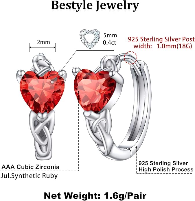 Bestyle 925 Sterling Silver Huggie Hoop Earrings Small Birthstone Hoop Earrings for Women Hypoallergenic Silver Huggie Earring,Great Birthday Earrings Gift for Daughter Wife Mom