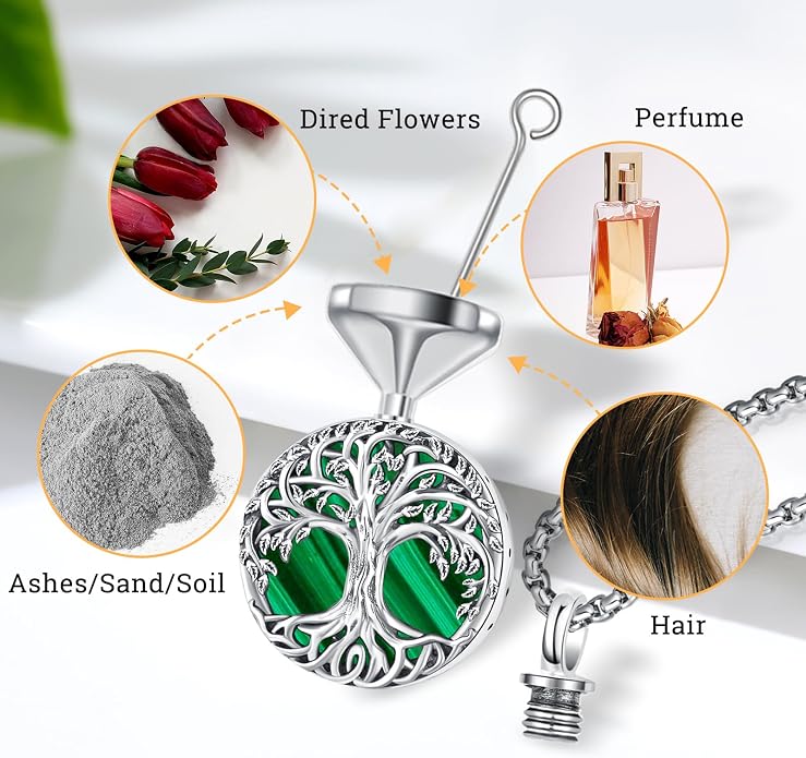 Jewelry Gifts - Tree of Life Necklace Sterling Silver Abalone Shell/Opal/Moonstone/Black Onyx/Turquoise/Malachite/Crystal Family Tree of Life Jewelry for Women Men
