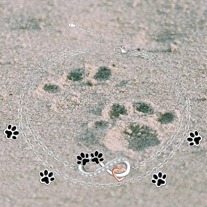 Infinity Cat Paw Print Celtic Knot Sea Turtle Elephant Flamingo Butterfly Dolphin Evil Eye Anklets Bracelets for Women Sterling Silver Adjustable Ankle Bracelet Summer Beach Lovers Gift