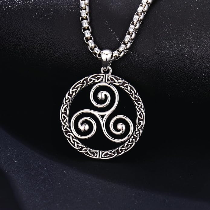 Celtic Necklace for men Sterling Silver Celtic Knot Triquetra Triangle Trinity Necklace Gift for Men