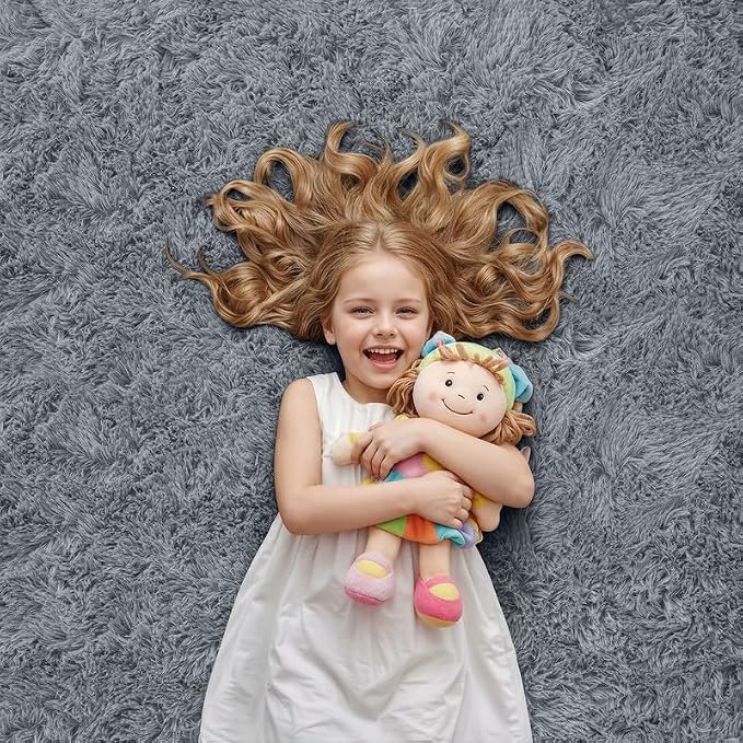 8x10 Area Rugs for Living Room Bedroom: Soft Fluffy Shag Rug Upgrade Non-Slip High Pile Carpet Large Fuzzy Plush Indoor Floor Shaggy Carpets for Nursery Kid Playroom Office Dorms Home Decor Light Gray