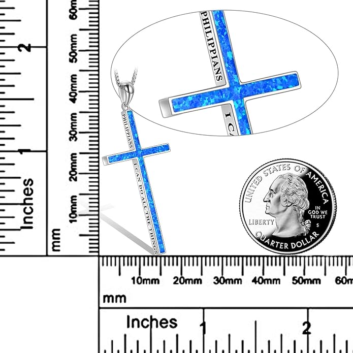 POPLYKE Cross Necklace 925 Sterling Silver Philippians 4:13 I Can Do All The Things Inspirational Necklace Gifts for Women Men 20+2''