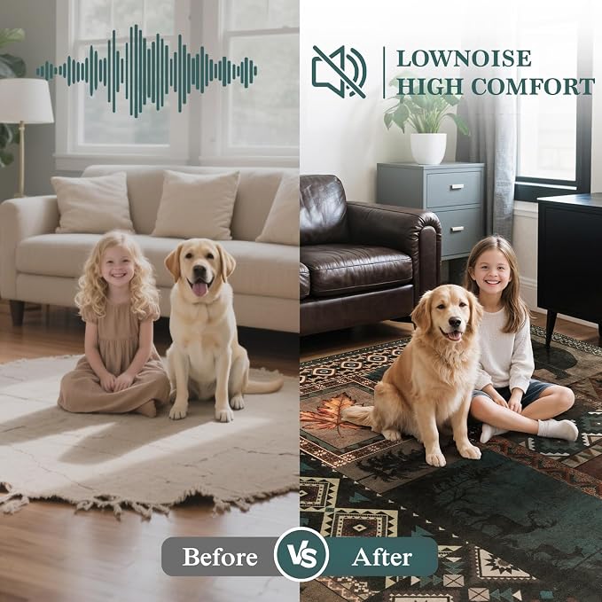 LIANLAM 8x10 Washable Area Rugs for Living Room and Bedroom(8x10,Bear) | Non-Slip Large Carpet,Vintage Checkered Pattern, Stain Resistant Faux Wool Low Pile Soft Rug for Dining Room,Office,Nursery